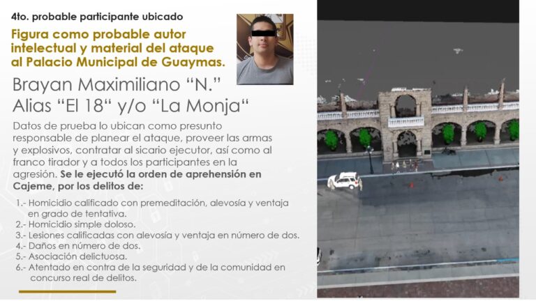 Aprehenden a presunto responsable de atentado contra Palacio Municipal de Guaymas