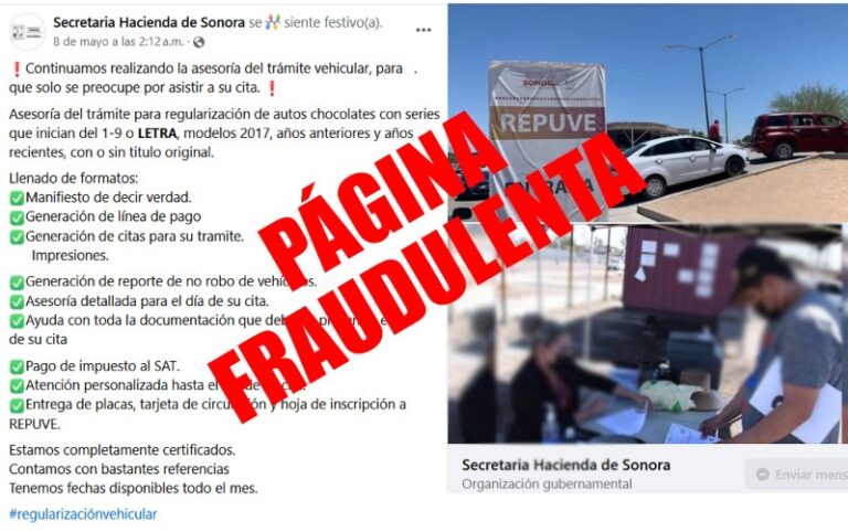 Advierte Seguridad Pública por sitio fraudulento