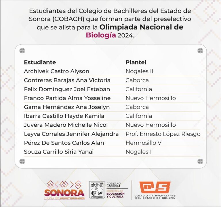 Compiten estudiantes de Cobach Sonora para asistir a Olimpiada Nacional de Biología 2024