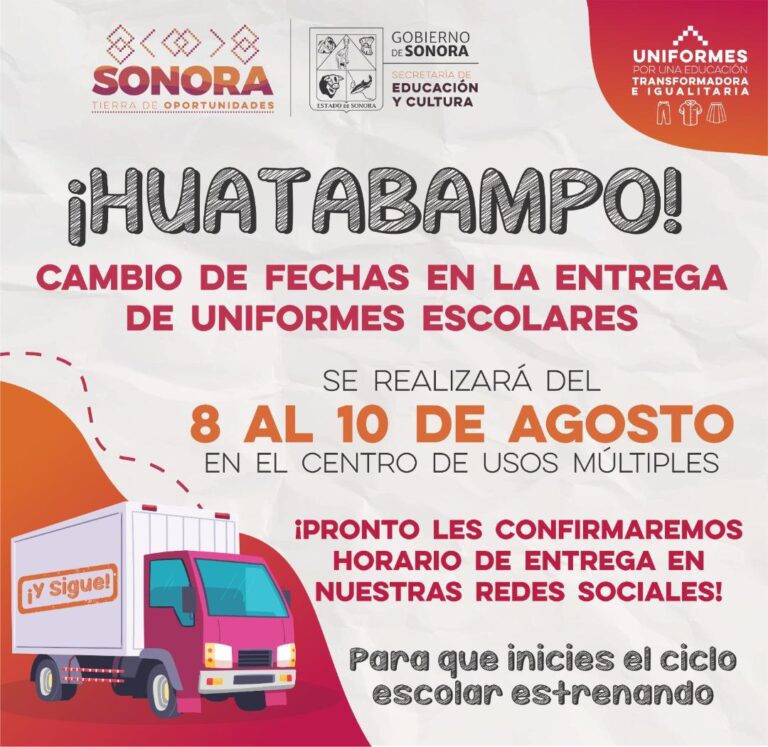 Huatabampo tendrá modificación del período de entrega de uniformes: SEC Sonora