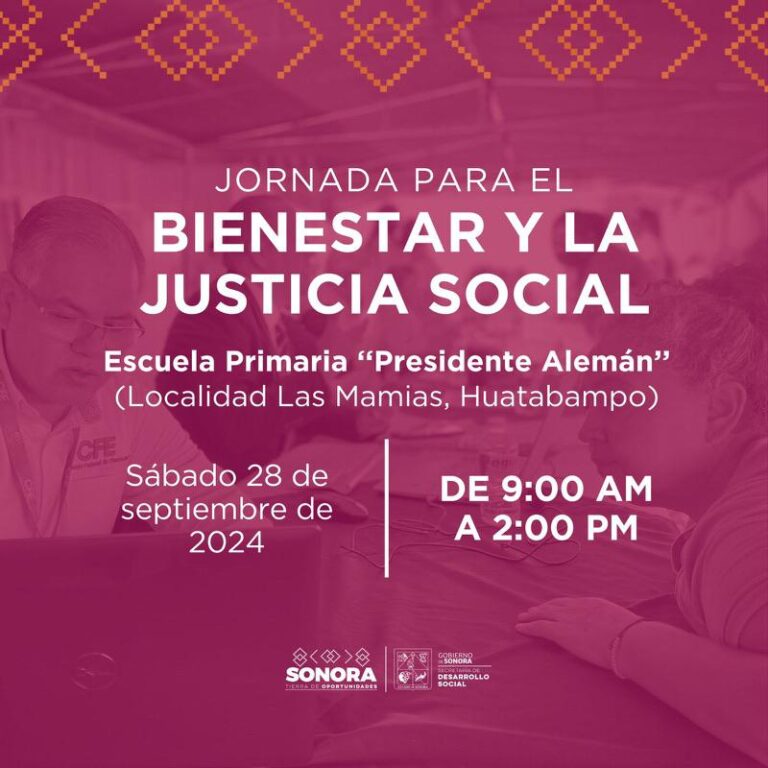 Llevará Gobierno de Sonora Jornada para el Bienestar y la Justicia Social a Huatabampo