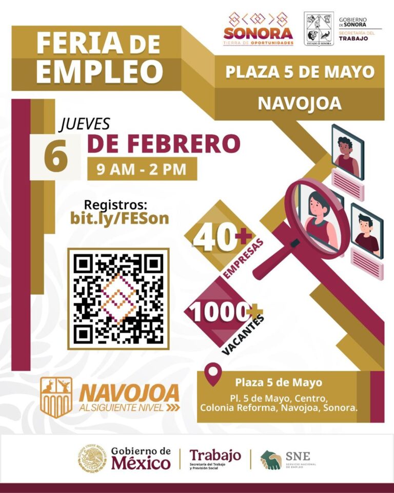 Invita Gobierno de Sonora a Ferias de Empleo en el sur y norte del estado