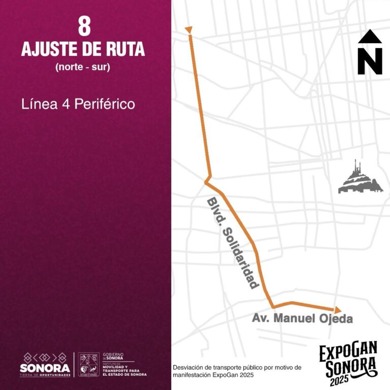Gobierno de Sonora anuncia ajustes en líneas de transporte urbano por manifestación de ExpoGan