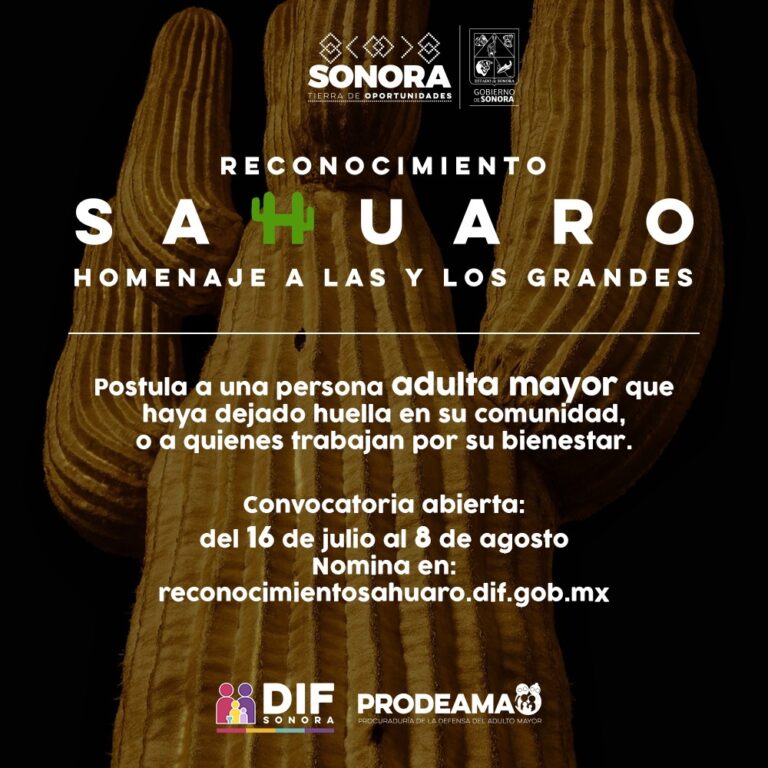 Gobierno de Sonora invita a nominar a personas mayores destacadas en el Reconocimiento Sahuaro 2025