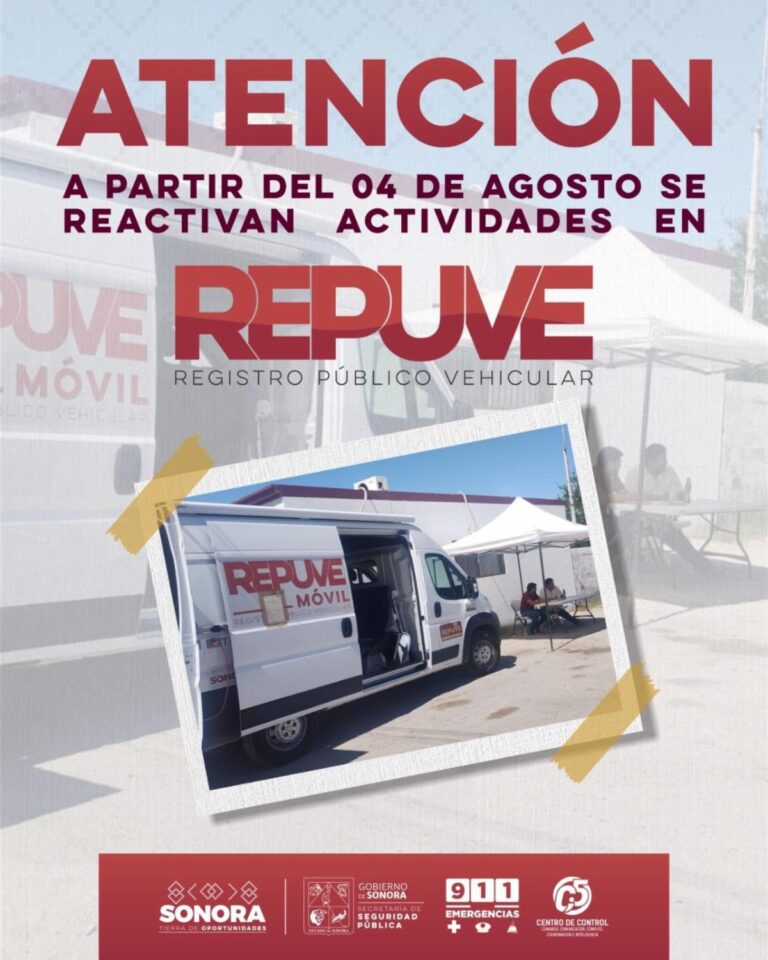 Reanudará Gobierno de Sonora recorridos de Repuve por municipios en agosto