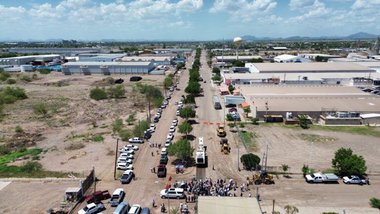 Gobernador de Sonora Alfonso Durazo y Javier Lamarque dan inicio con la renovación del parque industrial de ciudad Obregón
