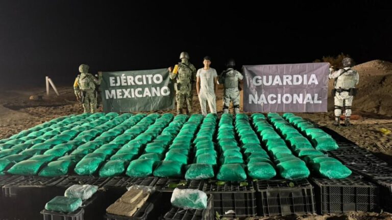 Aseguran Ejército Mexicano y Guardia Nacional cargamento con 1,175 kilos de droga en San Luis Río Colorado