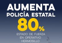 Aumenta Policía Estatal 80% estado de fuerza para la seguridad de la capital sonorense