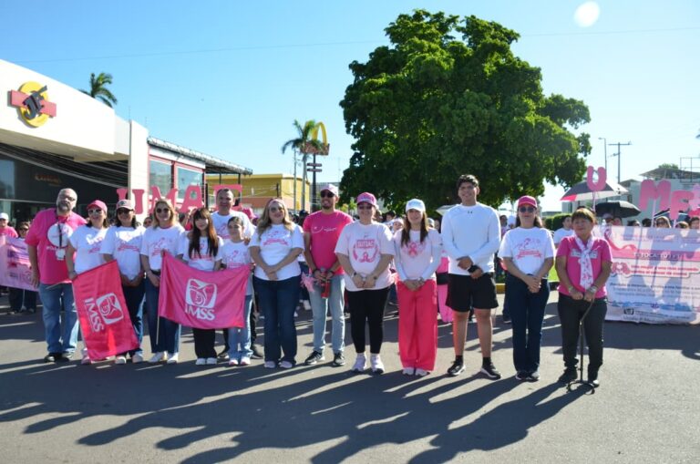 IMSS y salud municipal de Cajeme unen esfuersos en caminata rosa por la detección oprtuna del cancer de mama