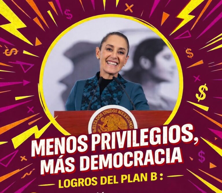 Celebra Sheinbaum fin de privilegios y que se acaben reelección y nepotismo