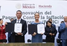 Presidenta Claudia Sheinbaum, empresas proveedoras y tiendas de autoservicio firman renovación del PACIC para mantener el precio de la canasta básica en 910 pesos