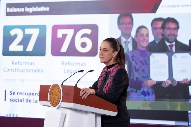 Presidenta Claudia Sheinbaum resalta aprovación de 27 reformas constitucionales y 76 reformas legales que recuperan el sentido social y la soberanía en la costitución